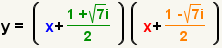 y=(x+(1-square root(7)i)/2))(x+(1+square root(7)i)/2)=0)