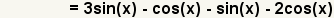 (p-q) (x)=3sin (x) - lechuga romana (x) - pecado (x) - 2cos (x)