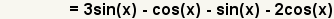 (p-q) (x)=3sin (x) - pecado (x) - lechuga romana (x) - 2cos (x)