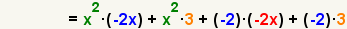 (m*n)(x)=x^2*(-2x)+x^2*3+(-2)*(-2x)+(-2)(3)