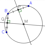 Construction of a circle from 3 points.