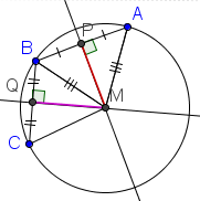 Construction of a circle from 3 points.