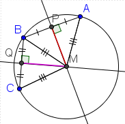 Construction of a circle from 3 points.